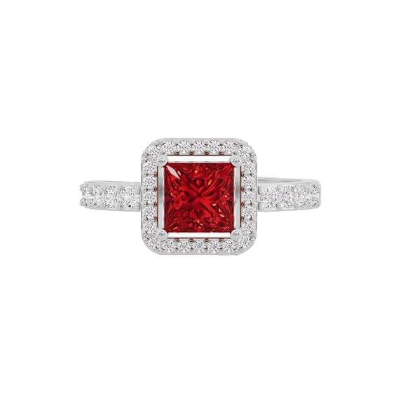 925 Sterling Silver 18K Gold and Rose Gold Plated Radiant Square Halo Ring | Gift for Women and Girls | - Rajputtrade