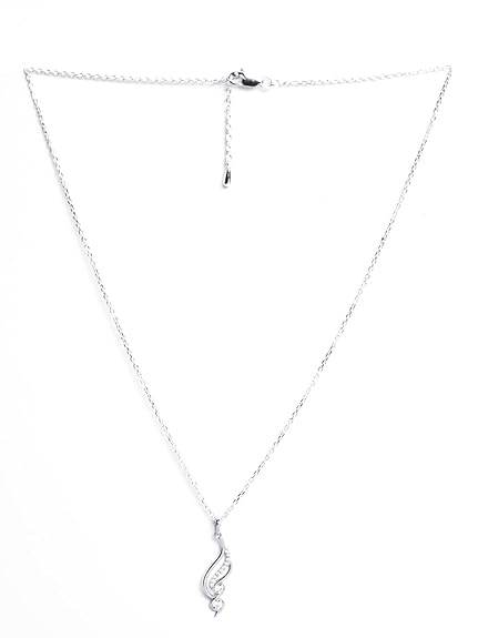 925 Sterling Silver Swirl Pendant Earrings Chain Necklace Jewellery Set | Platinum Plated, Swiss Zirconia | Modern Gift for Women and Girls - Rajputtrade