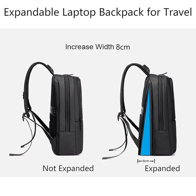 Arctic Hunter Slim Laptop Backpack for Men Women Lightweight 18L Expandable Backpack Shockproof 15.6" Laptop Pocket Water-resistant Daypack Computer Bag for Office Daily Casual College, Black - Rajputtrade