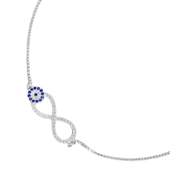 925 Sterling Silver Anklet | Rhodium Plated Precious Cubic Zirconia Women Chain Anklet | Gifts For Women & Girls | - Rajputtrade