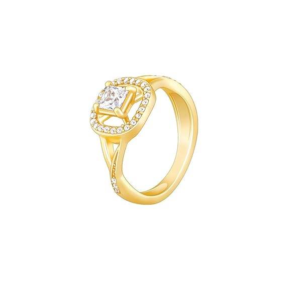 925 Silver Golden Beautiful Bliss Ring,Fixed Size,Indian - 12| Gifts for Women and Girls | - Rajputtrade
