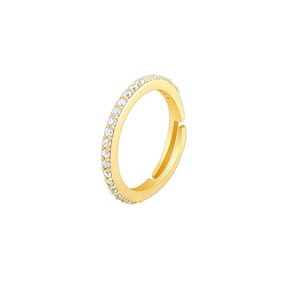 925 Silver Golden Minimal Zirconia Ring, Adjustable| Gifts for Women and Girls - Rajputtrade