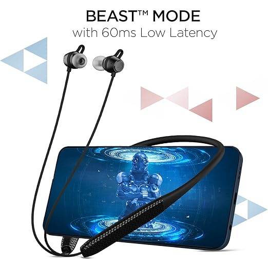 boAt Rockerz 255 Max, 60h Battery, EQ Modes, Power Magnetic Earbuds,Textured Finish, Bluetooth in Ear Neckband, (Stunning Black) - Rajputtrade