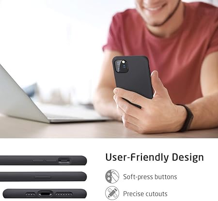 iPhone 11 Pro Max 6.5 inch, Shockproof Slim Back Cover Liquid Silicone Case - Black - Rajputtrade