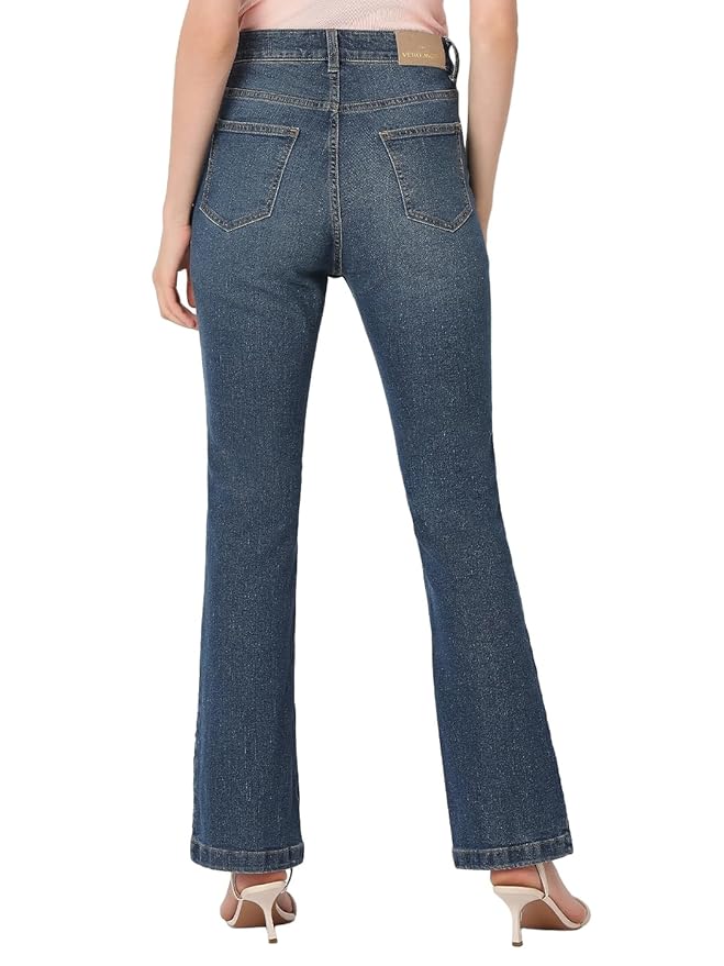 Women's Relaxed Jeans, Dark Blue Denim (27) - Rajputtrade