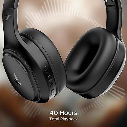 boAt Rockerz 430 w/ 40mm Drivers, Beast Mode w/ 40ms Latency, 40hrs Playback, Bluetooth Over Ear Headphones(Black Sabre) - Rajputtrade