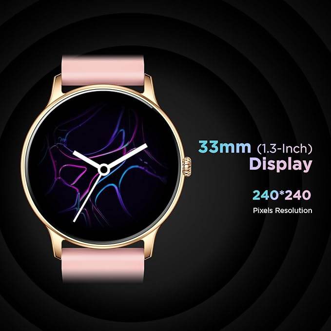 Fire-Boltt Phoenix Smart Watch with Bluetooth Calling 1.3,120+ Sports Modes, 240 * 240 PX High Res (Gold Pink) - Rajputtrade