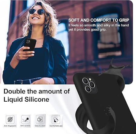 iPhone 11 Pro 5.8 inch, Shockproof Slim Back Cover Liquid Silicone Case - Black - Rajputtrade