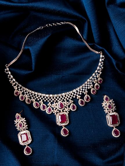 Rose Gold Plated Handcrafted Artificial Jewelry Set-Earrings For Women and Girls - Rajputtrade