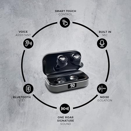One Roar Denx45 Aluminium Alloy Bluetooth Truly Wireless in Ear Earbuds, Ipx6, Low Latency (Dark Silver) - Rajputtrade
