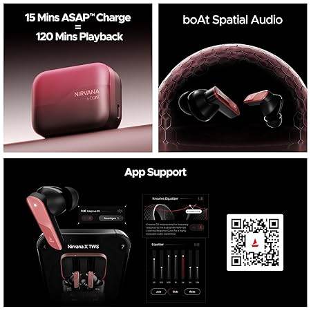 boAt New Launch Nirvana X TWS, Knowles Dual Drivers, Hi-Res Audio LDAC, App Support, ENx, Dual Pair, Spatial Audio, Fast Charge (Red) - Rajputtrade