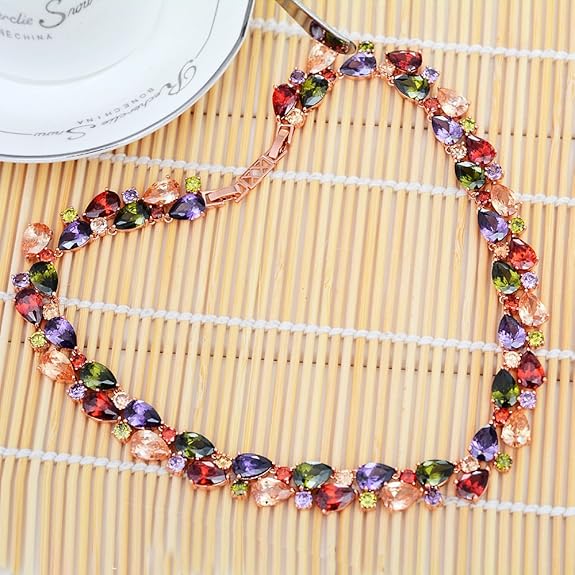 Rose Gold Plated Necklace Set for Women and Girls (Multicolor) - Rajputtrade
