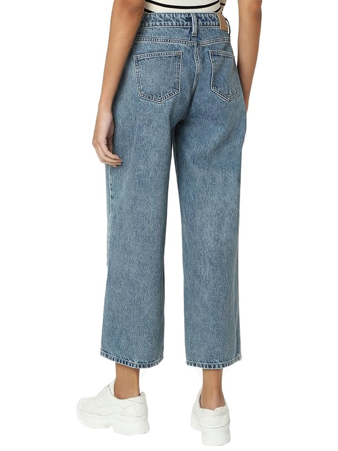 Women's Relaxed Jeans, Medium Blue Denim (34) - Rajputtrade