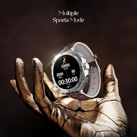 boAt Enigma Z20 Smart Watch w/ 1.51" (3.8 cm) HD Display, Luxurious Metal Body Design, IP68(Brown Leather)