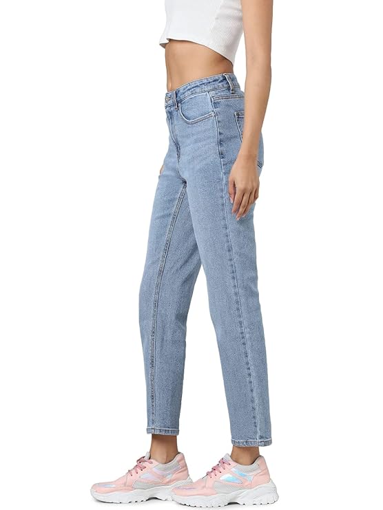 Women's Straight Fit Jeans, Medium Blue Denim (Size 33) - Rajputtrade