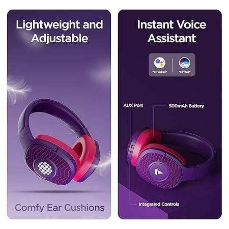 boAt Rockerz 550 Sunburn Edition with 50MM Drivers, 20 Hours Playback, Physical Noise Isolation, Wireless Headphone (Techno Purple) - Rajputtrade