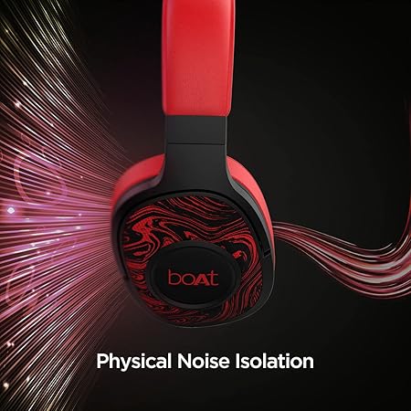 boAt Rockerz 550 Bluetooth Wireless Over Ear Headphones with Mic Upto 20 Hours Playback, 50MM Drivers (Red)