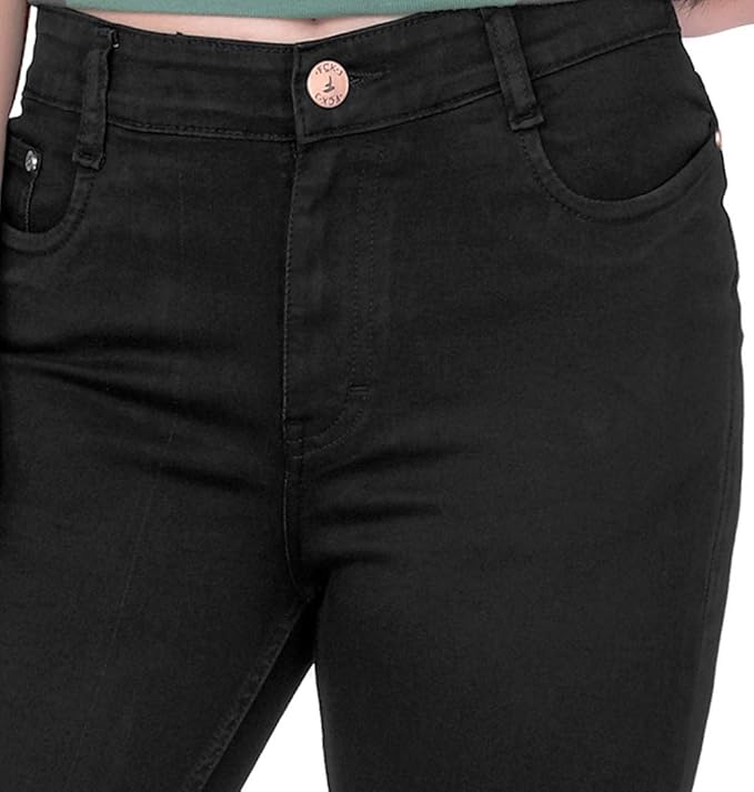 Stretchable Denim Pencil Fit Regular Fit High Waist Jeans for Women (50) -Black - Rajputtrade