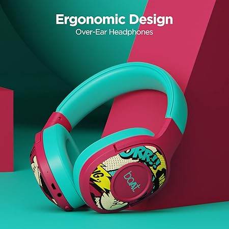 boAt Rockerz 550 Bluetooth Wireless Over Ear Headphones with Upto 20 Hours Playback, 50MM Drivers (Maroon Maverick) - Rajputtrade