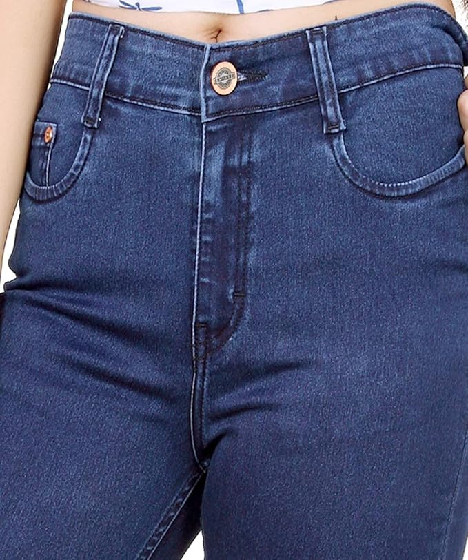 Stretchable Denim Pencil Fit Regular Fit High Waist Jeans for Women (Blue) -50 - Rajputtrade
