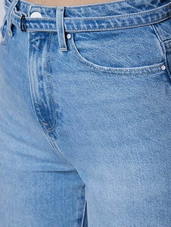 High Rise Straight Fit Blue Jeans for Women, Ice Blue (Size 38) - Rajputtrade