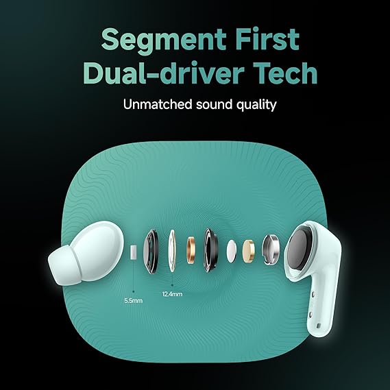 Redmi Buds 6, Dual Driver TWS in Ear Earbuds, 49dB Hybrid Active Noise Cancellation, 42 Hrs Playtime (Green) - Rajputtrade