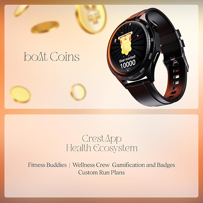 boAt Enigma Radiant Men's Luxury Watch w/Functional Crown, Upto 6 Days Battery, 1.43"(3.63 cm) AMOLED Display Smart Watch (Active Black)