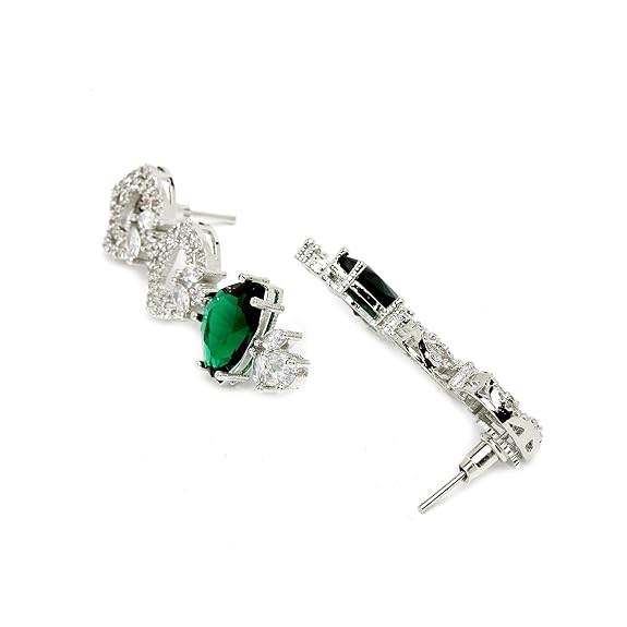 Choker Necklace And Drop Earrings Jewellery Set For Women (Green) - Rajputtrade