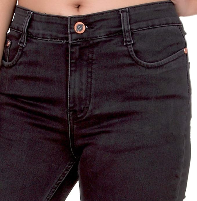 Stretchable Denim Pencil Fit Regular Fit High Waist Jeans for Women (Cblack) - 42 - Rajputtrade