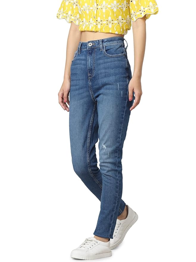 Women's Skinny Jeans, Medium Blue Denim (Size 34) - Rajputtrade