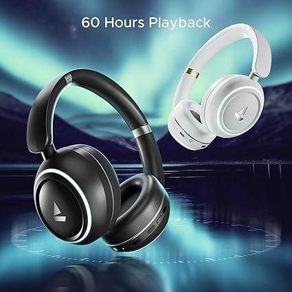 boAt Rockerz 480 w/RGB LEDs, 6 Light Modes, 40mm Drivers, Beast Mode, 60hrs Playback , Bluetooth Headphones(Black Sabre) - Rajputtrade