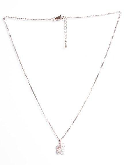 925 Sterling Silver Dancing Swan Pendant Earrings Chain Necklace Jewellery Set | Rose Gold Plated, Swiss Zirconia | Gift for Women and Girls - Rajputtrade