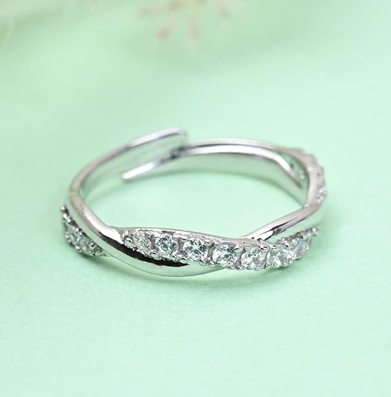 Pure 925 Sterling Silver Minimal Office wear Finger Ring with Adjustable Band | Gift for Women Girls Wife Girlfriend | Multiple Design Options - Rajputtrade