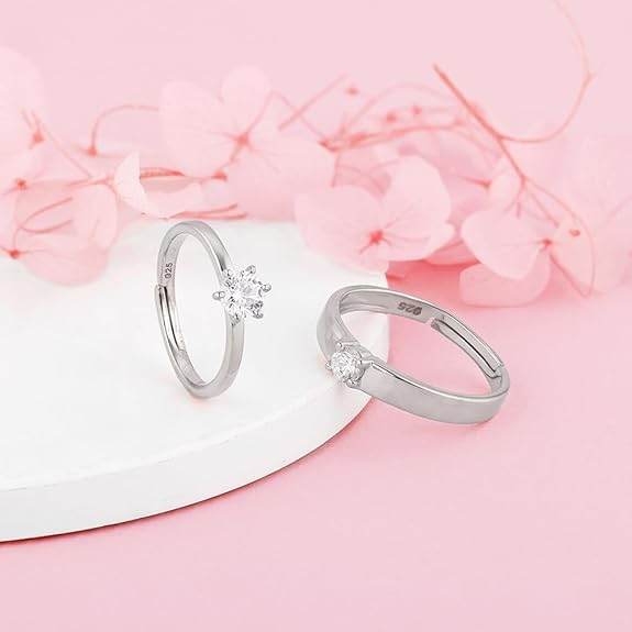 925 Silver Anushka Sharma Minimal Couple Rings, Adjustable | Promise Rings for Men and Women | - Rajputtrade