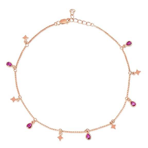 925 Sterling Silver Rose Gold Plated Anklet Pair for Women | Gift for Women & Girls | - Rajputtrade