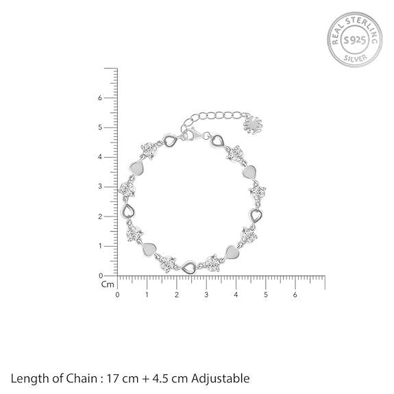 925 Silver Heart Lock Bracelet Anklet Pendant with Link Chain | Zircon Studded| Gifts for Women & Girls - Rajputtrade