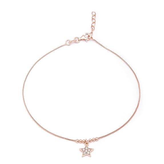 925 Sterling Silver Rose Gold Plating Chain Anklet (Single) | Gift for Women & Girls | - Rajputtrade
