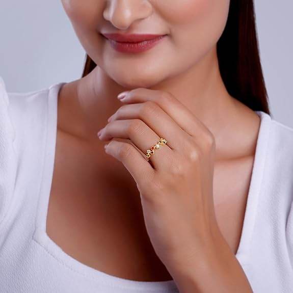 925 Silver Golden Vivara Beaded Ring, Adjustable | Gifts for Women and Girls | - Rajputtrade