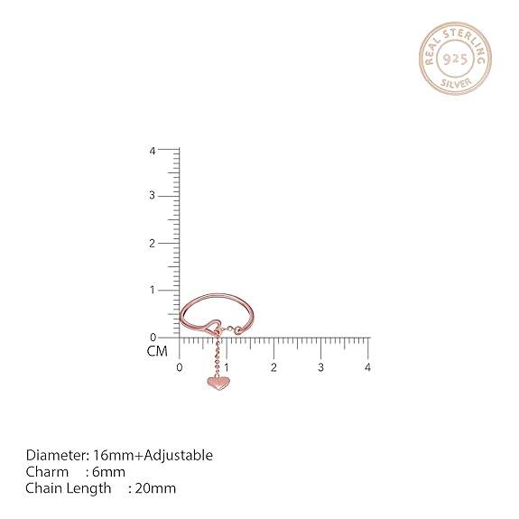 925 Silver Rose Gold Plated Heart Melting Chain Ring, Adjustable | Gifts for Girlfriend, Gifts for Women and Girls | - Rajputtrade