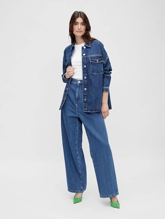 Women's Loose Jeans, Medium Blue Denim (Size L) - Rajputtrade