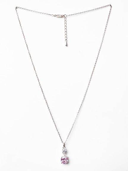 925 Sterling Silver Rosa Pendant Earring Chain Jewellery Set | Rose Gold Plated, Swiss Zirconia | Gift for Women & Girls - Rajputtrade
