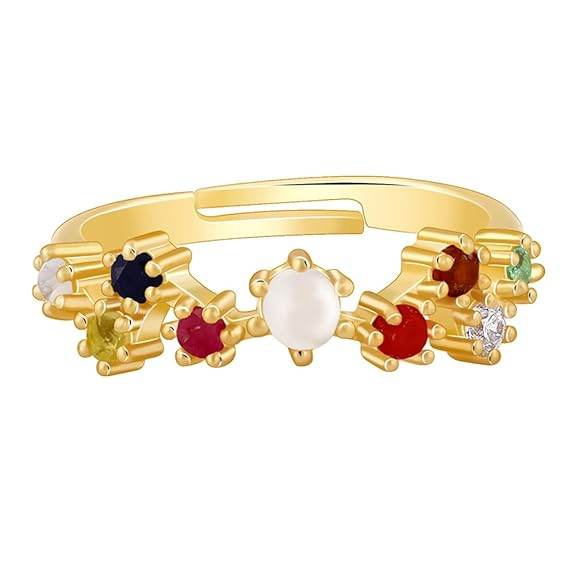925 Silver Golden Vivara Beaded Ring, Adjustable | Gifts for Women and Girls | - Rajputtrade