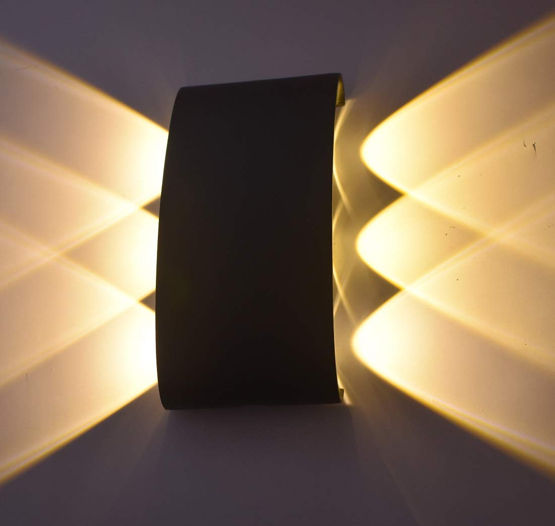 TRIPPING Indoor Outdoor wall lamps/lights lamp led light shade/curved black (06 Watts, Warm White, Die-Cast Aluminum) - Rajputtrade