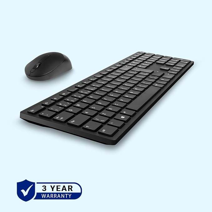 Dell KM5221W Wireless Combo - RF 2.4GHz Wireless Keyboard with 12 Programmable Keys and 3 Button Optical Mouse, Spill-Resistant Keys, up to 36 Month Battery Life, 3Y Advance Exchange Warranty - Black - Rajputtrade