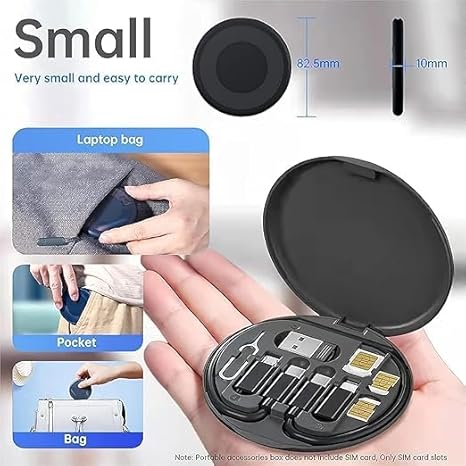 All in One 60W USB Fast Charging Travel Cable Set Type C, Lightening and Micro USB Port Inbuilt Mobile Stand | iPhone, iPad,Samsung