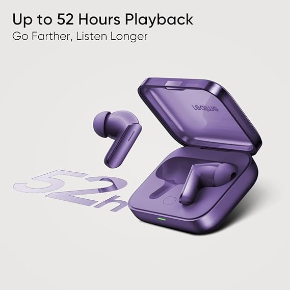 Realme Buds Air 7, 12.4mm Dynamic Bass Drivers,52Hrs Playtime, 52dB Hybrid ANC,6 Mic ENC, 45ms Low Latency, 360° Spatial Audio, Hi-Res LHDC, IP55 Dust & Water Resistant, BT v5.4 (Lavender Purple)