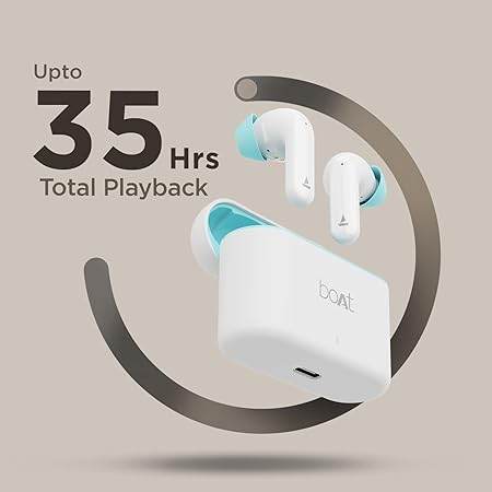 boAt Airdopes 175 True Wireless Earbuds with Quad Mics ENx™ Technology, ASAP™ Charge, 35H Playtime, Signature Sound, IPX4, IWP™, Touch Controls, Lightweight Build(Crimson White) - Rajputtrade