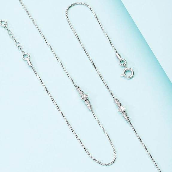 925 Sterling Silver Anklet Pair | Rhodium Plated Adorned Women Chain Anklet | - Rajputtrade