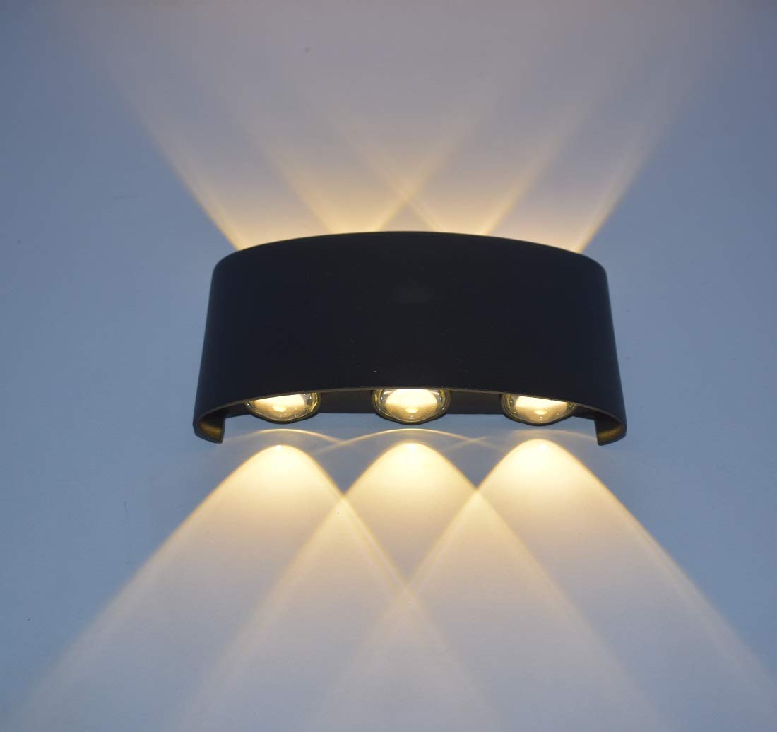 TRIPPING Indoor Outdoor wall lamps/lights lamp led light shade/curved black (06 Watts, Warm White, Die-Cast Aluminum) - Rajputtrade