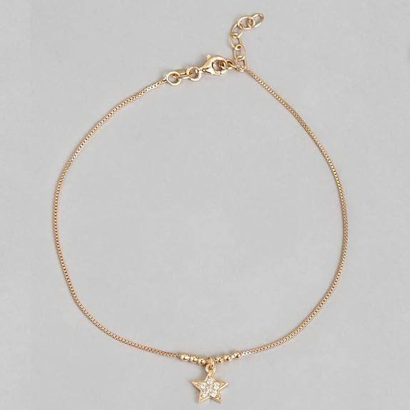 925 Sterling Silver Rose Gold Plating Chain Anklet (Single) | Gift for Women & Girls | - Rajputtrade